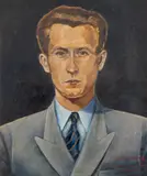 Portretul unui legionar (Horia Sima) by Cecilia Cuțescu-Storck, 1940, ulei pe carton, offered Mar 2025