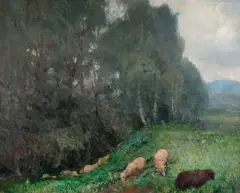 Arthur Verona, Oaia neagră (La păscut), cca. 1919, ulei pe pânză