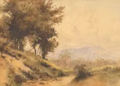 Drum de munte by Theodor Aman, cca. 1880, acuarelă și creion pe carton subțire, sold Mar 2025