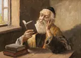 Ludovic Bassarab, Evreu citind Tora, 1915-1920, ulei pe carton
