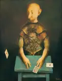 Georges Mazilu, Jouer de cartes, 2022, acrilic pe pânză