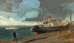 Max W. Arnold, În port, 1910-1920, ulei pe carton