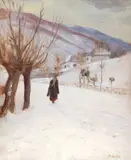 Pierre Auguste Bellet, Iarna la sat, ulei pe pânză