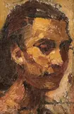 Tânără by Rudolf Schweitzer–Cumpăna, anii '40, ulei pe pânză lipită pe placaj, sold Mar 2025