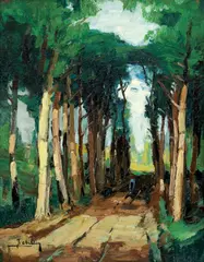 Drumul spre casă by Jean Cheller, anii '40, ulei pe carton, sold Mar 2025