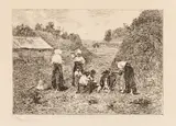 Theodor Aman, Popas la munca câmpului, 1875, acvaforte și gravură cu acul