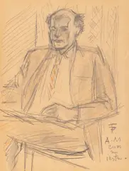 Colecționarul by Theodor Pallady, creion și creioane colorate pe hârtie lipită pe carton, sold Mar 2025