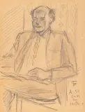 Theodor Pallady, Colecționarul, creion și creioane colorate pe hârtie lipită pe carton