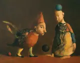 Georges Mazilu, Clockwork Chicken, 2023, acrilic pe pânză
