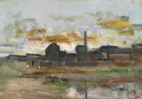 Apus de soare by Alexandru Ciucurencu, anii '50, ulei pe carton, sold Mar 2025