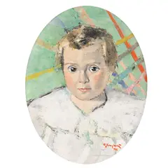 Fetiță în alb by Octavian Angheluță, 1943, ulei pe pânză lipită pe carton, offered Mar 2025