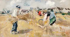 Elena Popea, La secerat (Peisaj din Bretania), sfârșitul anilor '30, ulei pe carton