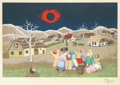 Ivan Generalić, Solar Eclipse, 1968., silkscreen on paper