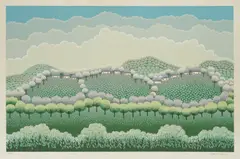 Ivan Rabuzin, Landscape with Small Houses, silkscreen on paper