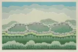Ivan Rabuzin, Landscape with Small Houses, silkscreen on paper