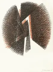 Dušan Džamonja, Drawing, 1975., chalk, ink and colored ink on paper