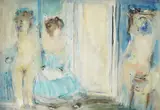 Antun Motika, Three Women in Blue, 1965., oil on canvas