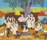 Cvijeta Job, Rural Society, tempera on paper