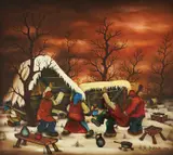 Martin Mehkek, Peasant Party, 1998., oil on glass