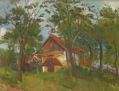 Ivo Režek, Landscape with Old House, cca. 1936., oil on canvas