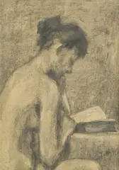 Jerolim Miše, Naked Reader (study), 1945.-1950., charcoal on paper