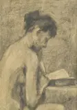 Jerolim Miše, Naked Reader (study), 1945.-1950., charcoal on paper