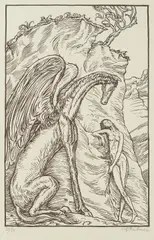 Ferdinand Kulmer, Pegasus and Andromeda, linocut