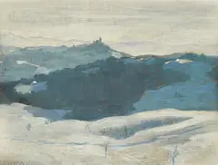 Oton Iveković, Surroundings of Veliki Tabor in Winter, 1920.-1924., oil on hardboard