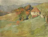 Oton Iveković, Landscape from Klanački Region, cca. 1917., oil on hardboard