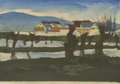Anka Krizmanić, Landscape, 1920., colored woodcut
