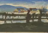 Anka Krizmanić, Landscape, 1920., colored woodcut