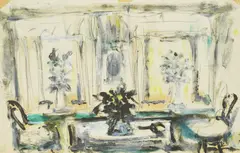 Interior with Flowers by Antun Motika, cca. 1955., Oil, gouache and pencil on paper, offered Mar 2025