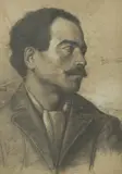 Bela Čikoš Sesija, Self-portrait, 1888., pencil on paper