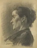 Dušan Kokotović, Lady with a Bun, 1907., charcoal on paper