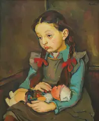 Portrait of a Girl with a Doll by Bruno Bulić, 1945., oil on canvas, offered Mar 2025