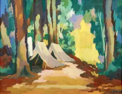 Marijan Trepše, Tents, 1940., tempera on thin cardboard