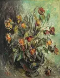Cata Dujšin-Ribar, Vase with Roses, 1958., oil on cardboard