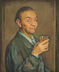 Cheers! (Self-Portrait) by Bruno Bulić, 1945., oil on canvas, offered Mar 2025