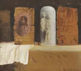 Still Life with Memorabilia by Vasilije Jordan, oil on canvas, offered Mar 2025