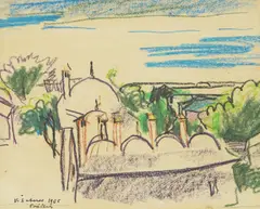 Vilko Šeferov, Počitelj, 1965., oil pastel on paper
