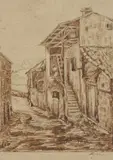 Zora Preradović, Old Weaver, 1898., sepia and pencil on paper