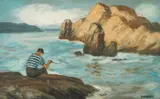 Ivan Mirković, Man and the Sea, 1965. - 1970., oil on hardboard