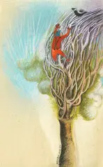 Conversation with a Bird by Nives Kavurić-Kurtović, 1970., pencil and pastel on paper, sold Mar 2025