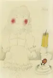 Ivan Lovrenčić, Girl (from the series ''Still Life''), 1984., pencil, watercolor and gouache on paper