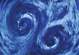 Boris Demur, Two Blue Spirals, 1997., acrylic on paper