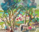 Mladen Veža, View of Brist through the Olive, 2005., oil on canvas