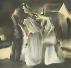 Jure Labaš, Tangled Figures, ink and pastel on paper