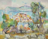 Mladen Veža, View of Brist, cca. 1990.-1995., oil on canvas