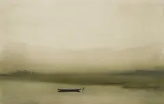 Božidar Kopić, Boat on the River, pastel on paper