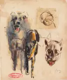 Corneliu Baba, Cel mai bun prieten (Studiu pentru Regele nebun), 1985, cerapastel, cărbune și accente de guașă pe hârtie